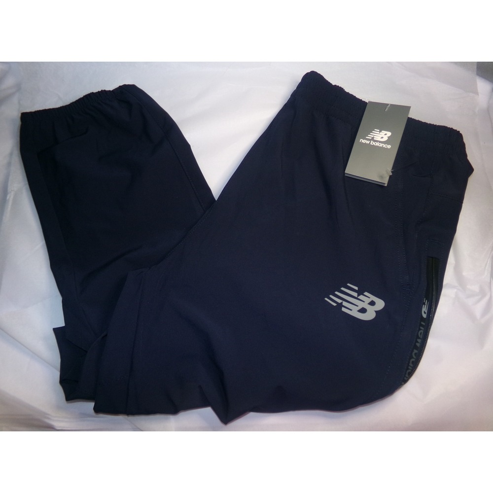 New Balance Mens SZ LRG Track Pants Navy Joggers Athletic
